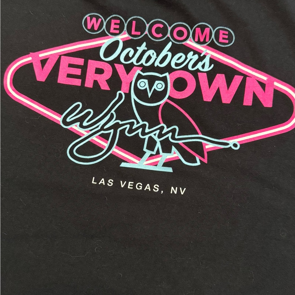 OVO Black Tee with Pink and Blue Graphics